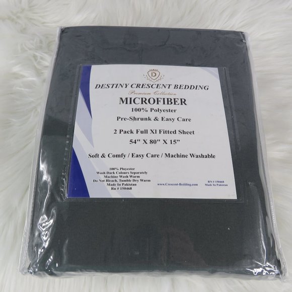 Destiny Crescent Bedding Other - NEW - Microfiber Fitted Bed Sheets (2-Pack) - Grey